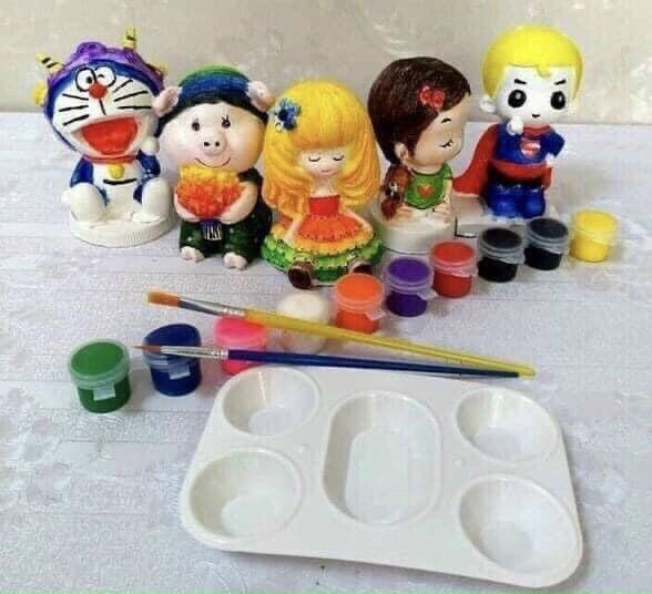 Bộ tô tượng 10 con+6màu+cọ cho bé