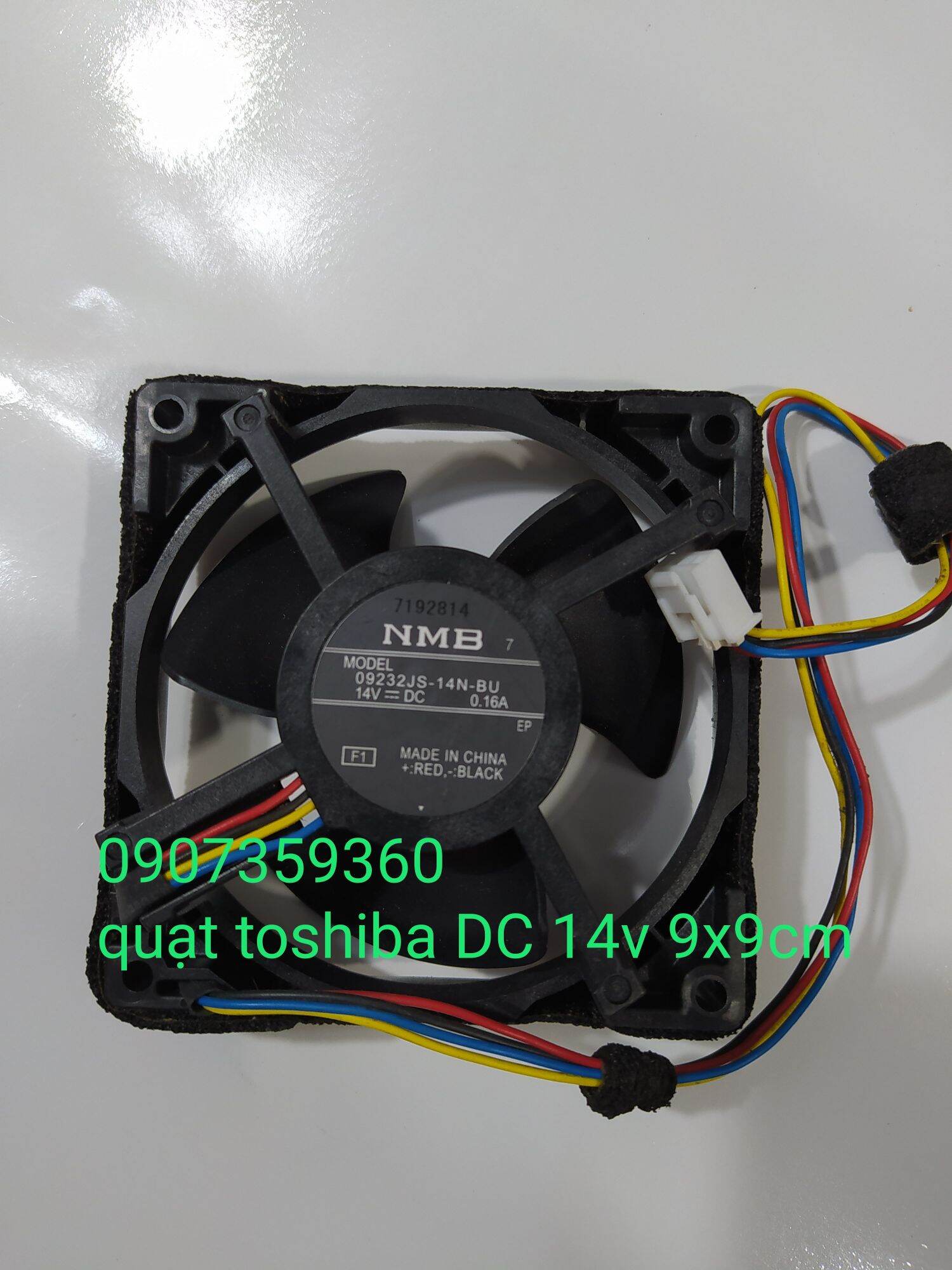 Quạt tủ lạnh Toshiba DC 14v 9x9cm 4 dây