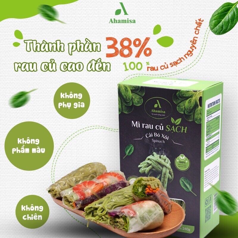 Mì rau củ sạch cải bó xôi 240g ahamisa