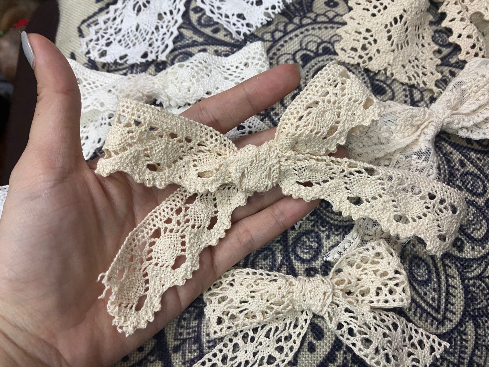 [Sỉ-lẻ] Kẹp tóc - cột tóc nơ ren tiểu thư bản vừa và nhỏ ( hình thật)