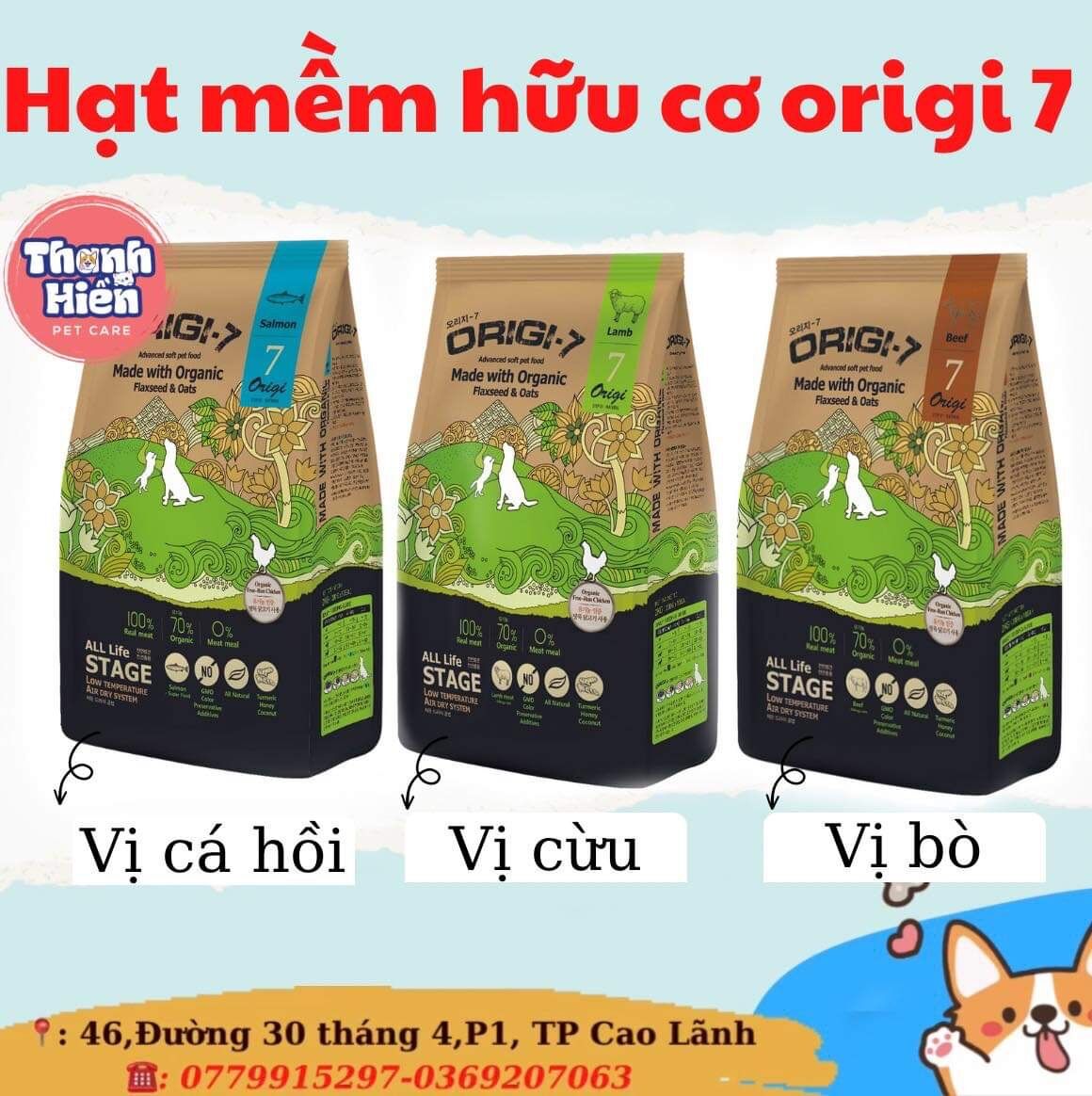 Hạt mềm hữu cơ cho Chó Origi 7 2kg