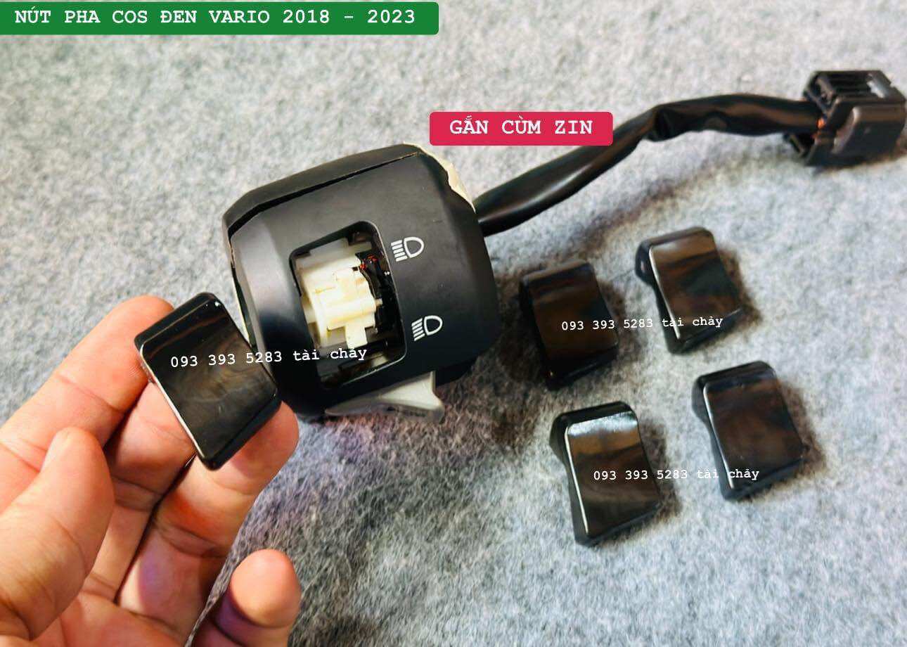 Nút pha cos đen gắn cùm zin vario 2018 - 2023
