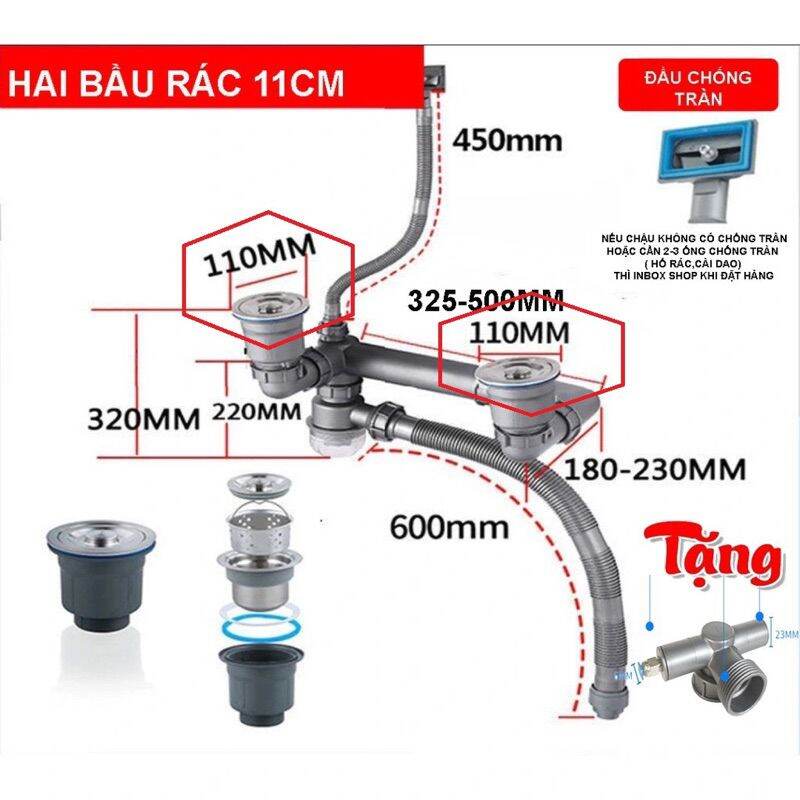Xi phông thoát chậu chậu rửa chén, bát cứng