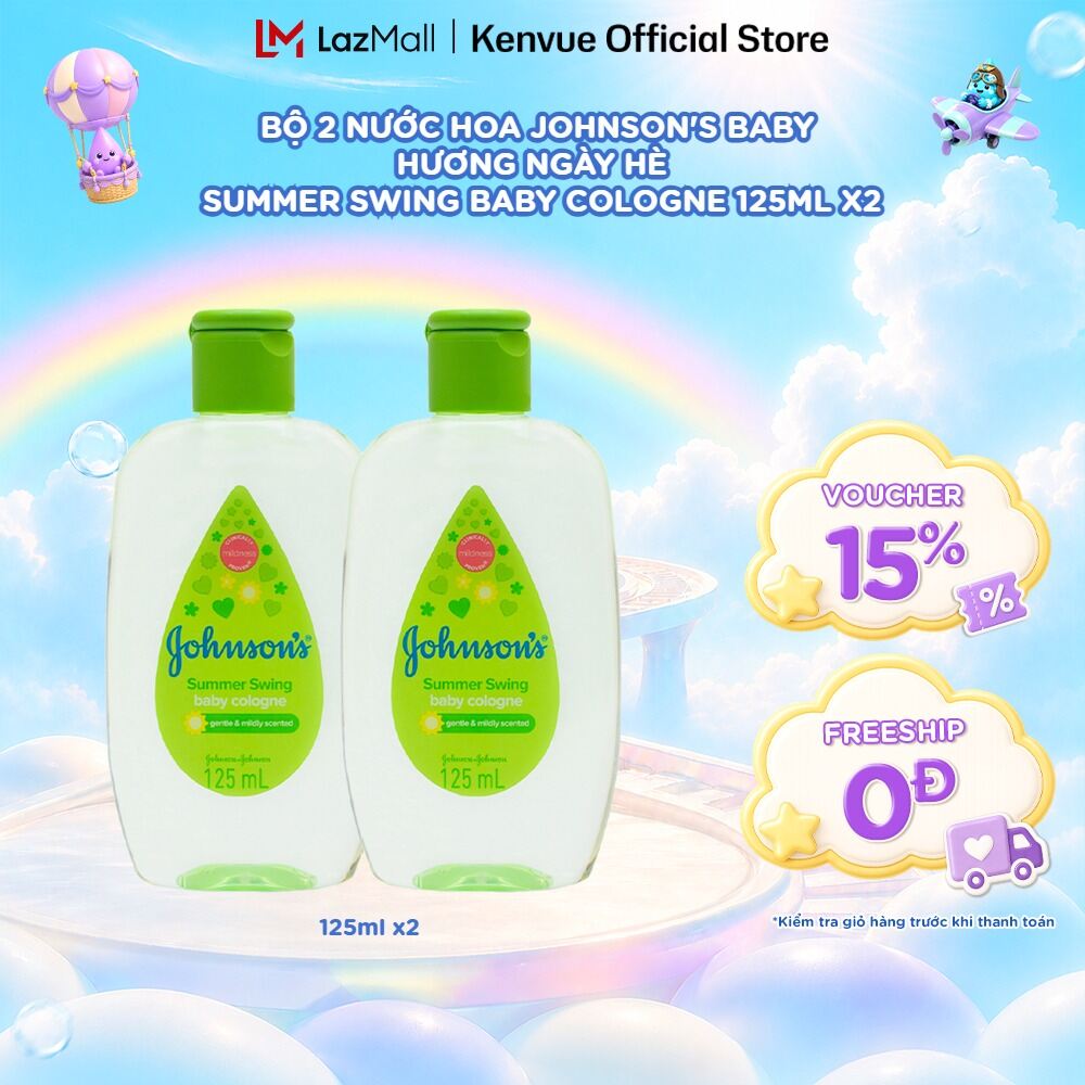 Combo 2 Chai Nước Hoa Cho Bé Johnsons Baby Cologne Hương Ngày Hè Summer Swing Baby Cologne 125ml