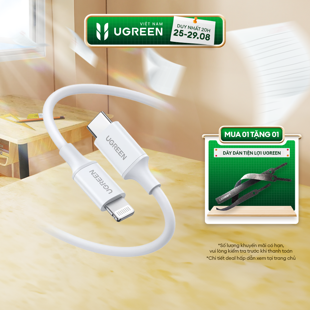 Cáp sạc usb c sang lightning ugreen us171 đạt chuẩn mfi 18w pd | sạc nhanh cho ipad iphone 11 12 13 14 pro max | tốc độ truyền 480mbps | bảo hành 1 đổi 1 18 tháng | 60746 60747 10493 60748 60749 60751 60752