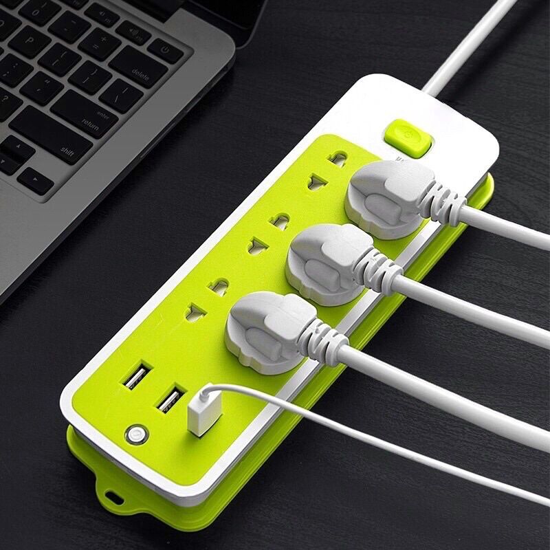 Ổ cắm điện xanh có cổng sạc usb, ổ điện chống giật