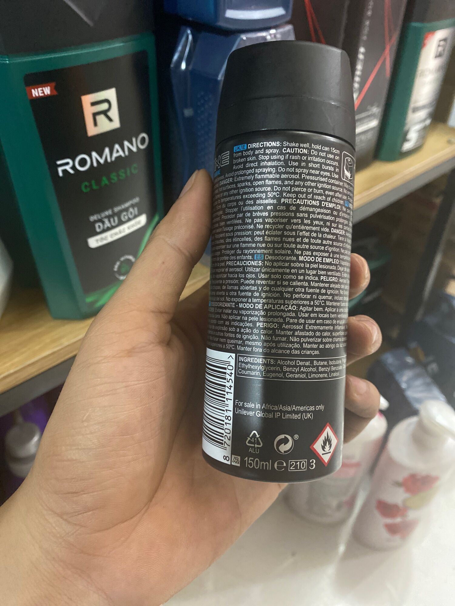 XỊT KHỬ MÙI AXE 150 ML HƯƠNG NƯỚC HOA CHO NAM NHẬP KHẨU