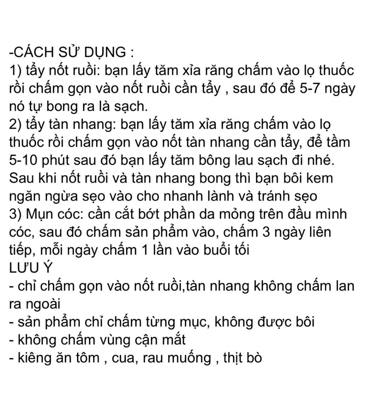 Tẩy nốt ruồi, mụn cóc, mụn cơm, mụn thịt, mắt cá hiệu quả nhanh
