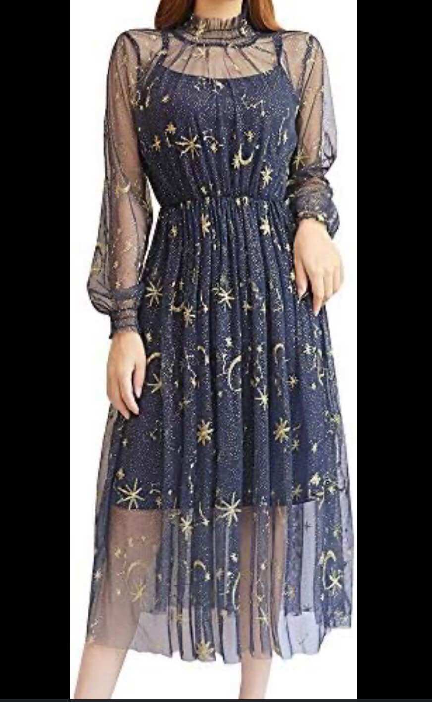 Đầm hoạ tiết sz m, new 98%
