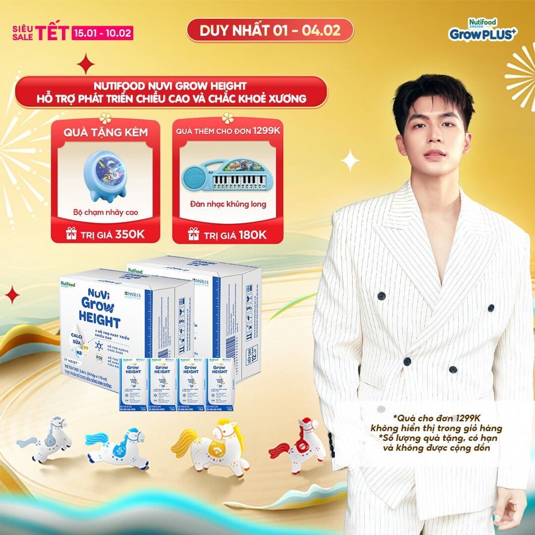 Combo 2 Thùng 24 hộp SBPS Nuvi Grow Height + hỗ trợ phát triển chiều cao hộp 110ml