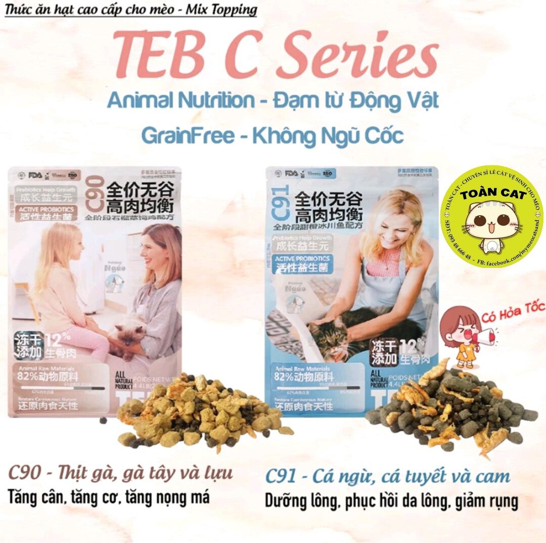 Thức ăn hạt khô Teb C cho mèo mọi lứa tuổi-Thức ăn cho mèo mix topping