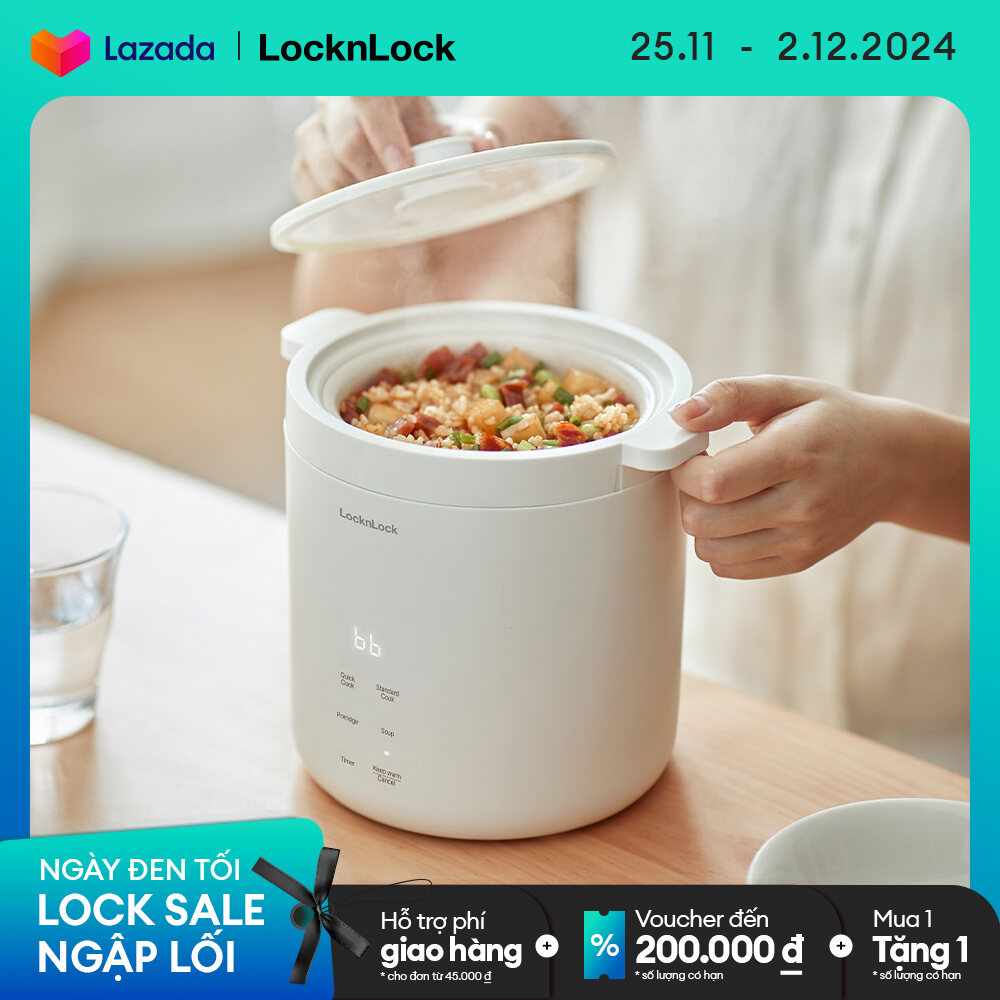 Nồi cơm điện mini Lock&Lock Bianco mini rice cooker Màu ngà EJR314IVY đa chức năng giữ ấm hẹn giờ ph