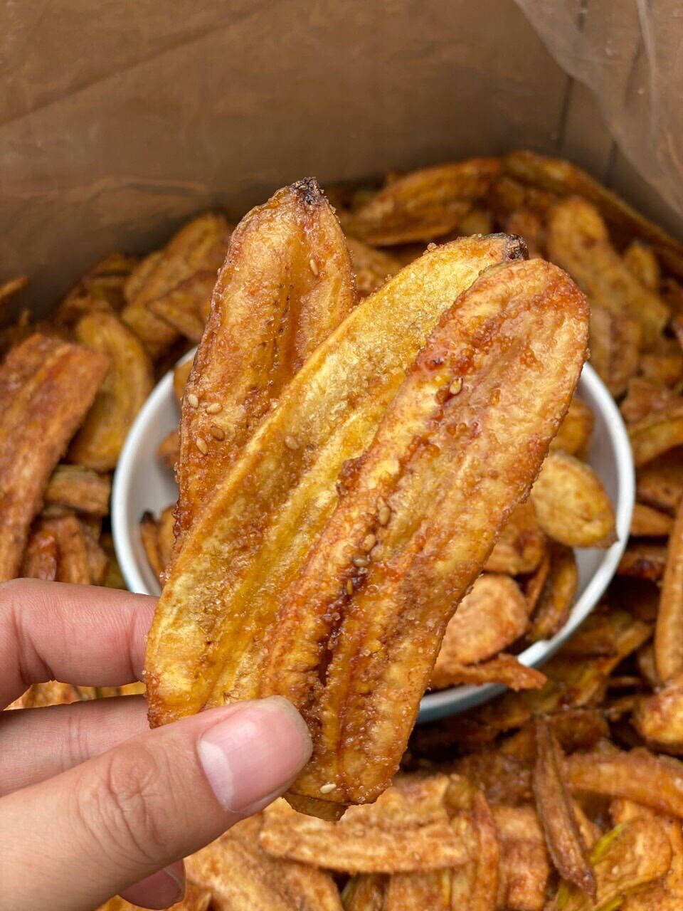 1kg CHUỐI SẤY MÈ GỪNG GIÒN