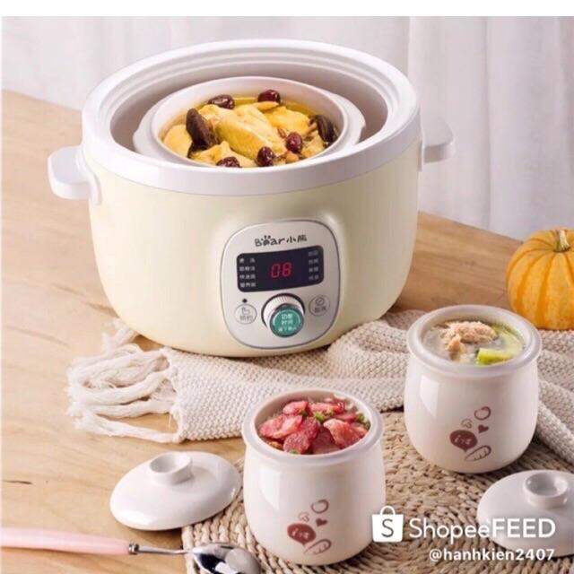 NỒI HẦM CHÁO ĐA NĂNG BEAR 1.8L 0.5L KÈM LỒNG HẤP