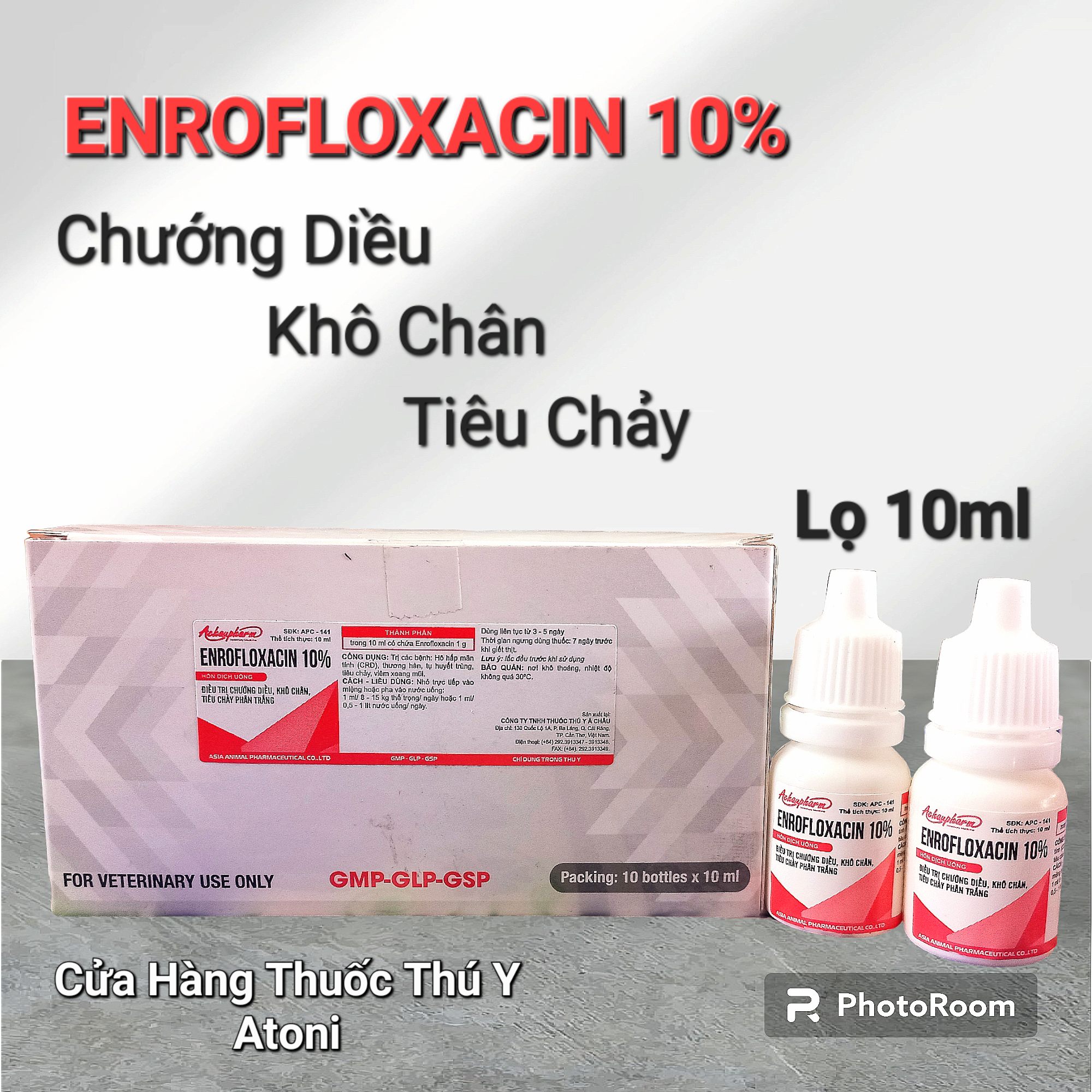 Enrofloxacin 10% Lọ 10ml Cho Gà Đá, Gia Cầm