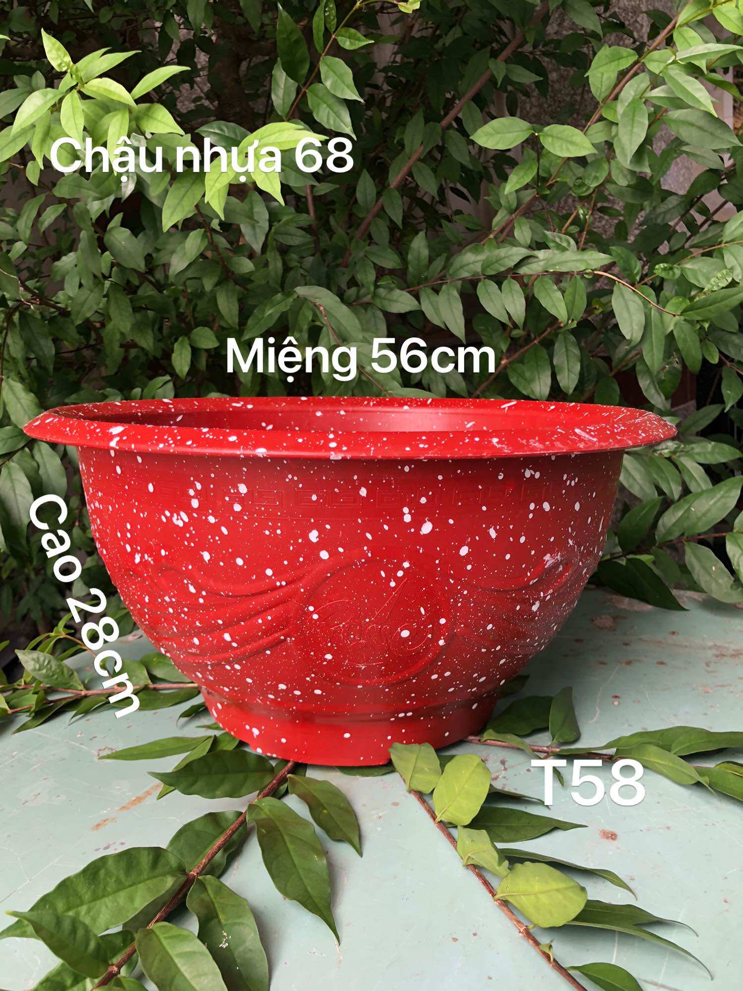 Chậu nhựa trồng cây T58 vân đá đỏ dày dặn