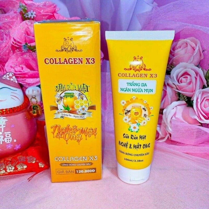Sữa rửa mặt colagen x3 nghệ mật ong đông anh chính hãng