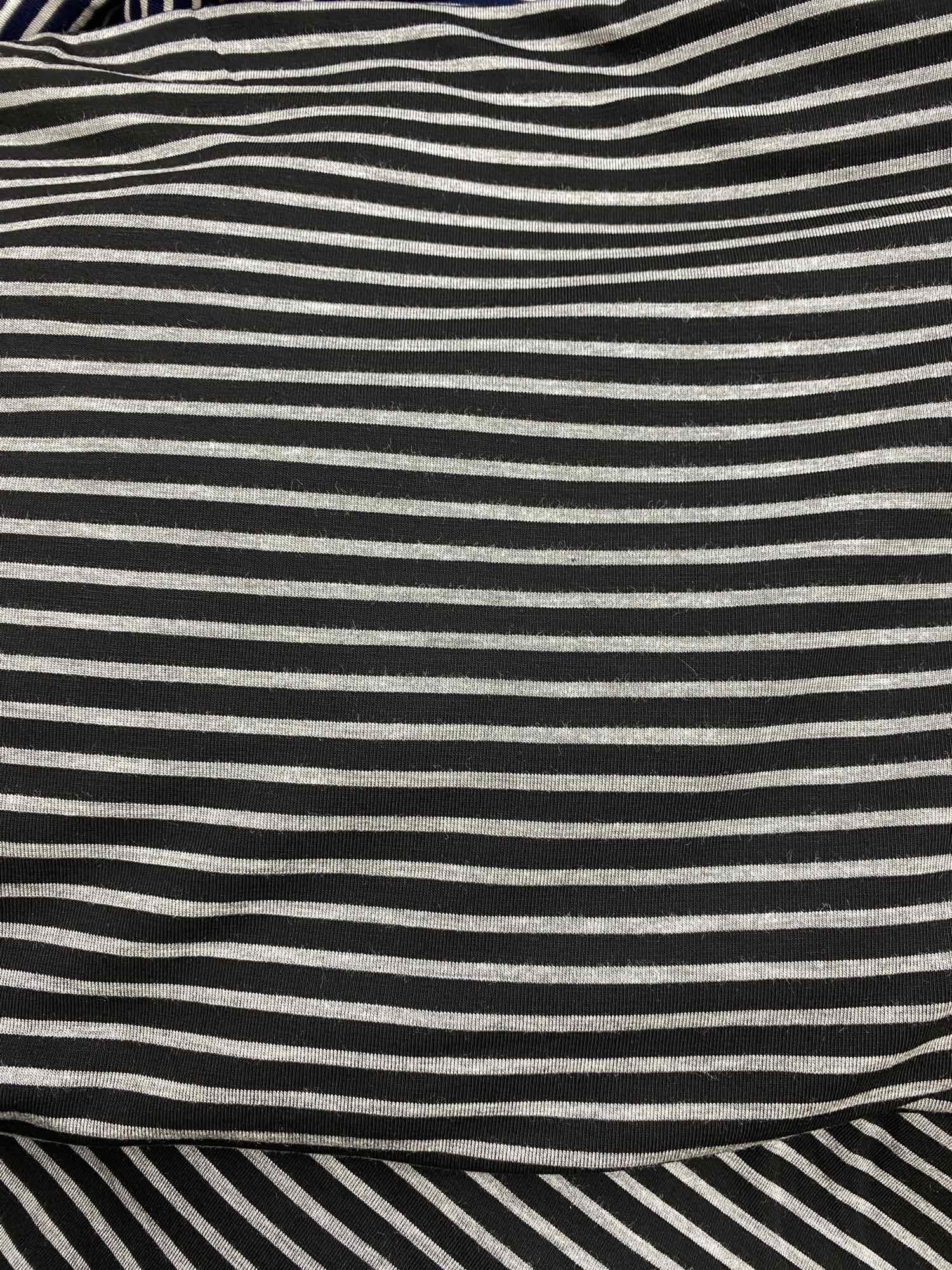 Vải thun cotton 100% sọc nhí đen xám