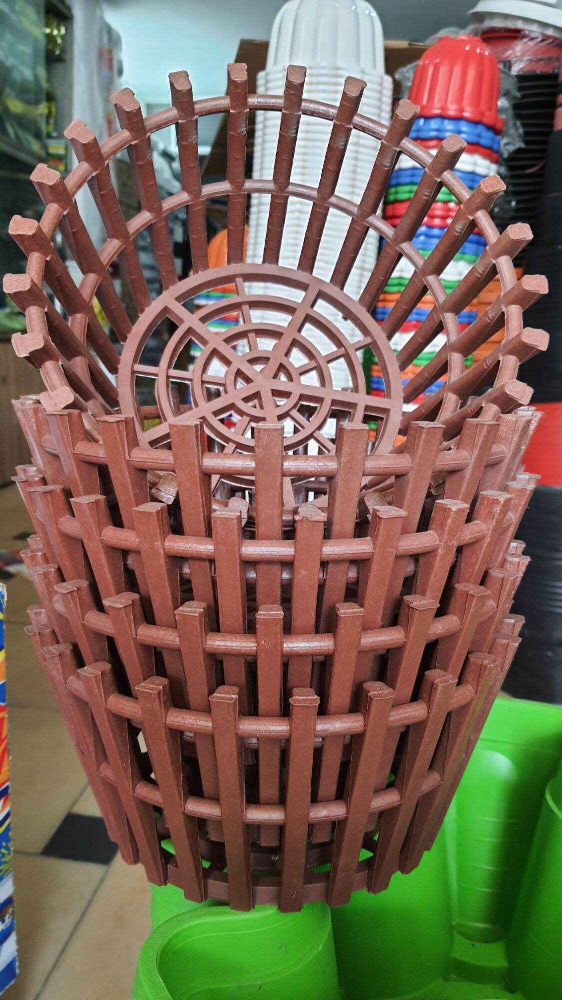 combo 5 chậu nhựa trồng lan kiểu giả gỗ đường kính 25cm.