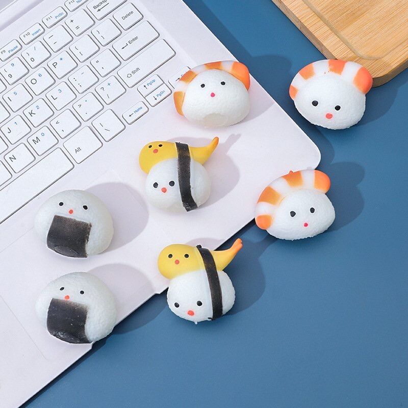 Mochi Sushi Bóp Tay Giảm Stress, Móc Khoá Squishy Bánh Donut Đáng Yêu