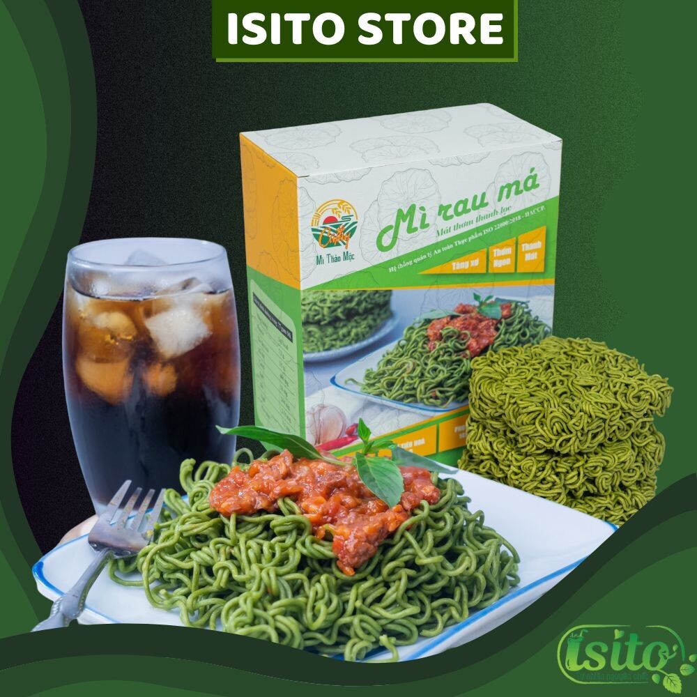 Mì rau má Isito, mì ăn liền Cathy - thảo mộc, 1 hộp 10 vắt 720gr, healthy, mì thảo mộc. Mua 2 gói tặng 1 serum Isito