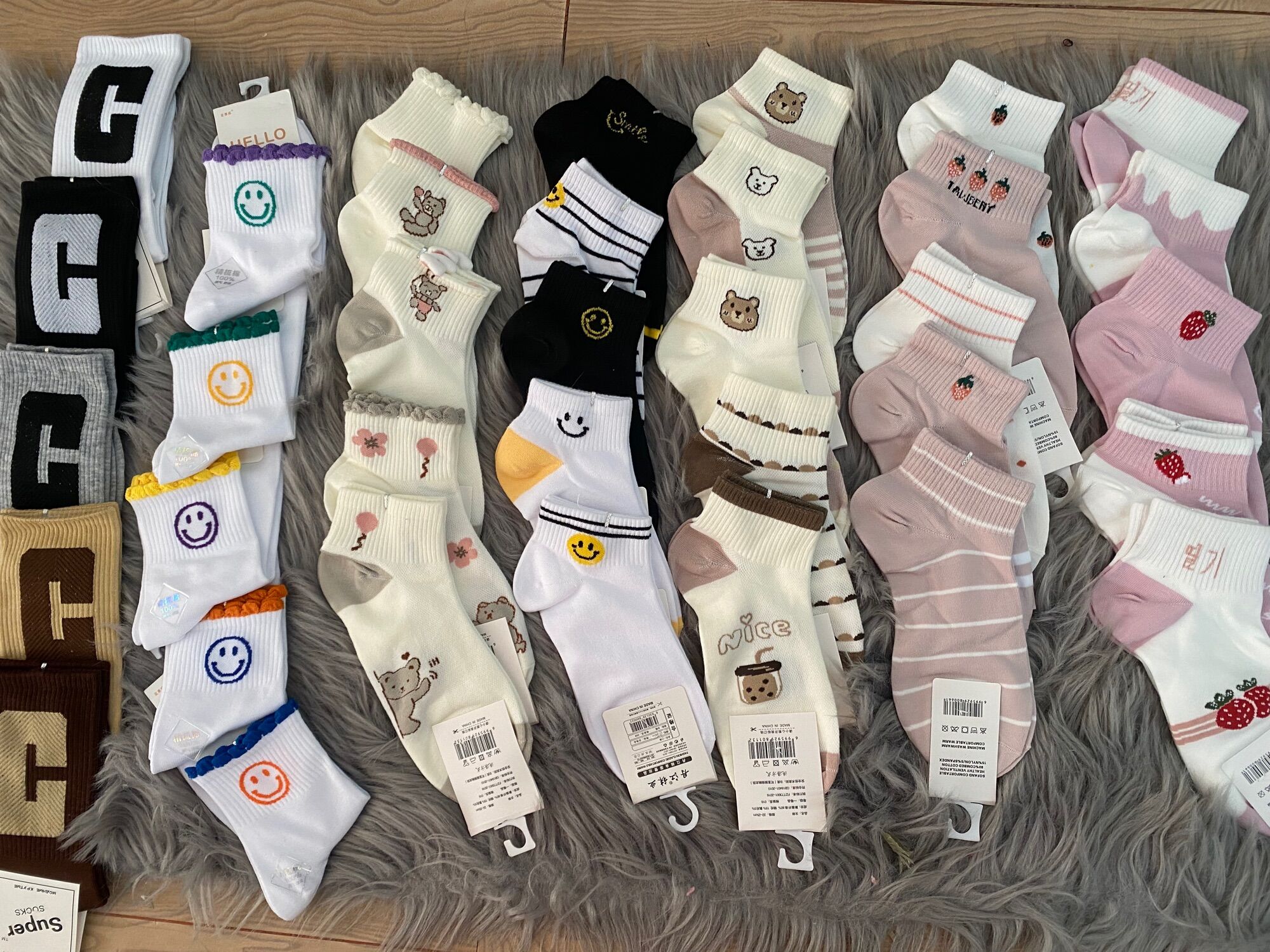 Vớ cổ ngắn nhiều màu dễ thương, set 5 đôi vớ cổ ngắn