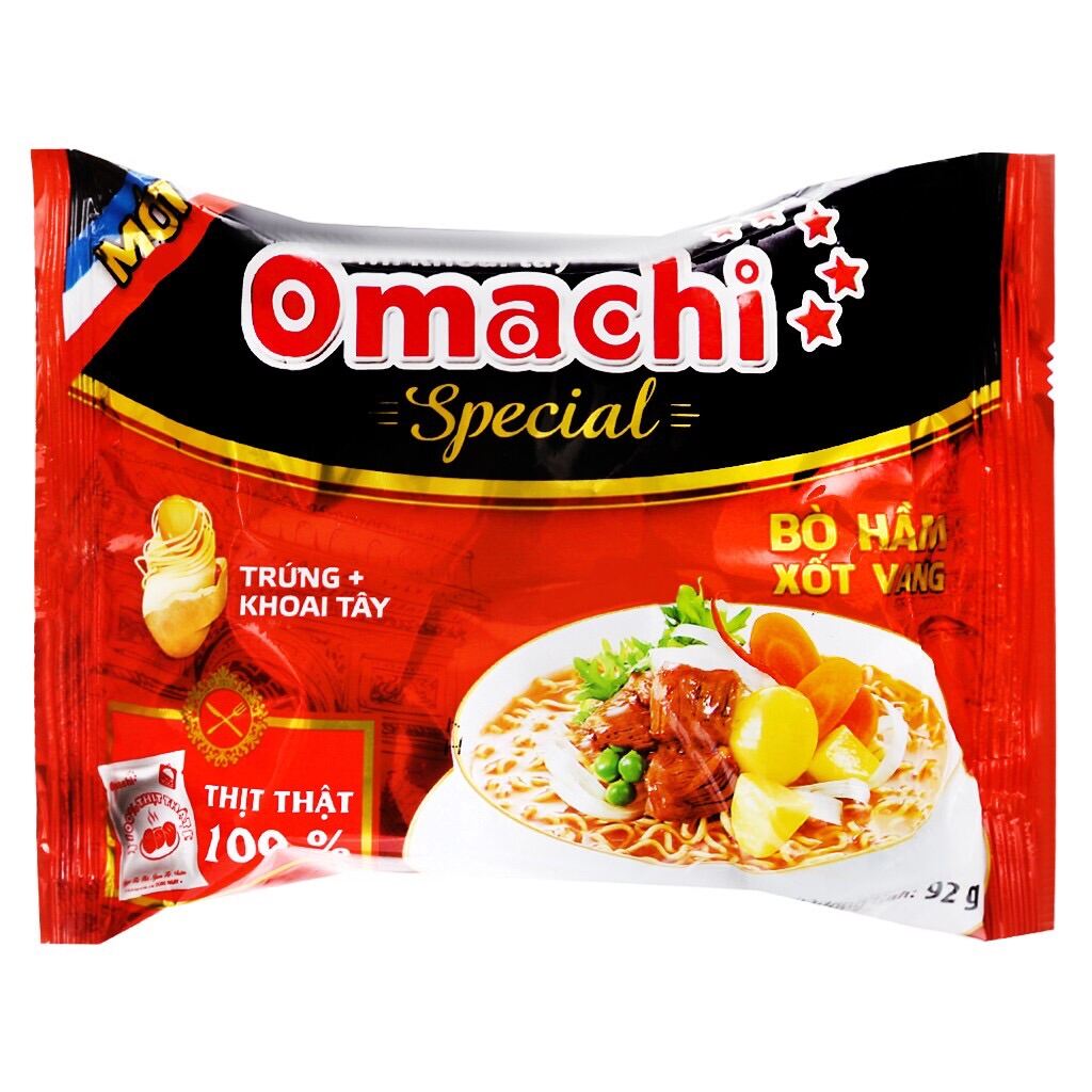 Mì Khoai Tây Omachi Special Bò Hầm Xốt Vang Gói 92G