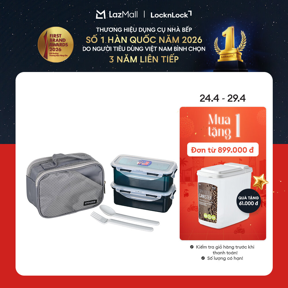 Bộ hộp cơm nhựa LockLock HPL762DG (Màu Xám)