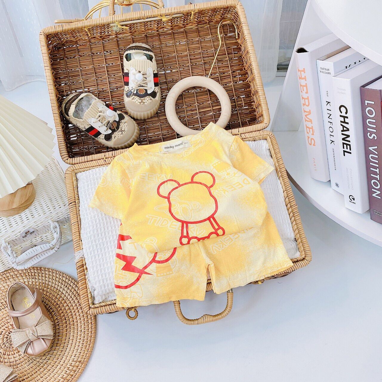 Bộ cộc tay thun lạnh minky cho bé