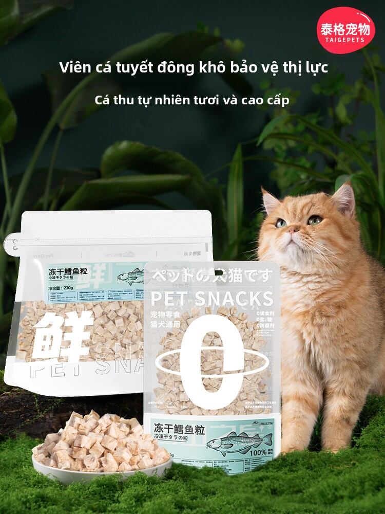 XUESHANZHIXING | Bánh Snack Thú Cưng Giàu Protein, Cá Tuyết Sấy Đông 100g