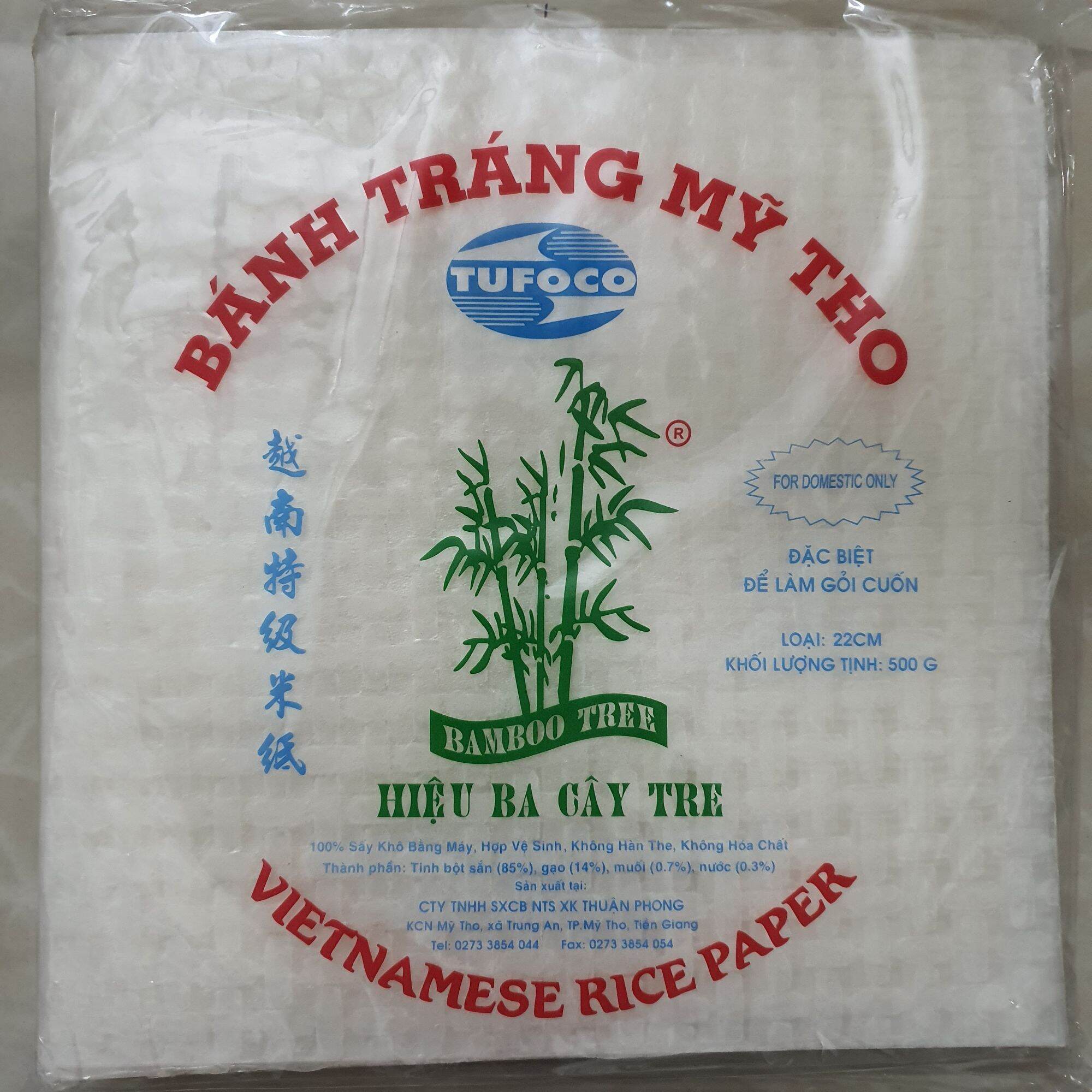 Bánh tráng gỏi cuốn Ba Cây tre loại nội địa 22 vuông 500g
