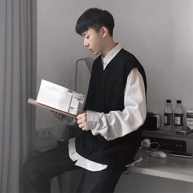 Áo gile đen Nam Nữ mix áo cực dễ đi chơi đi học