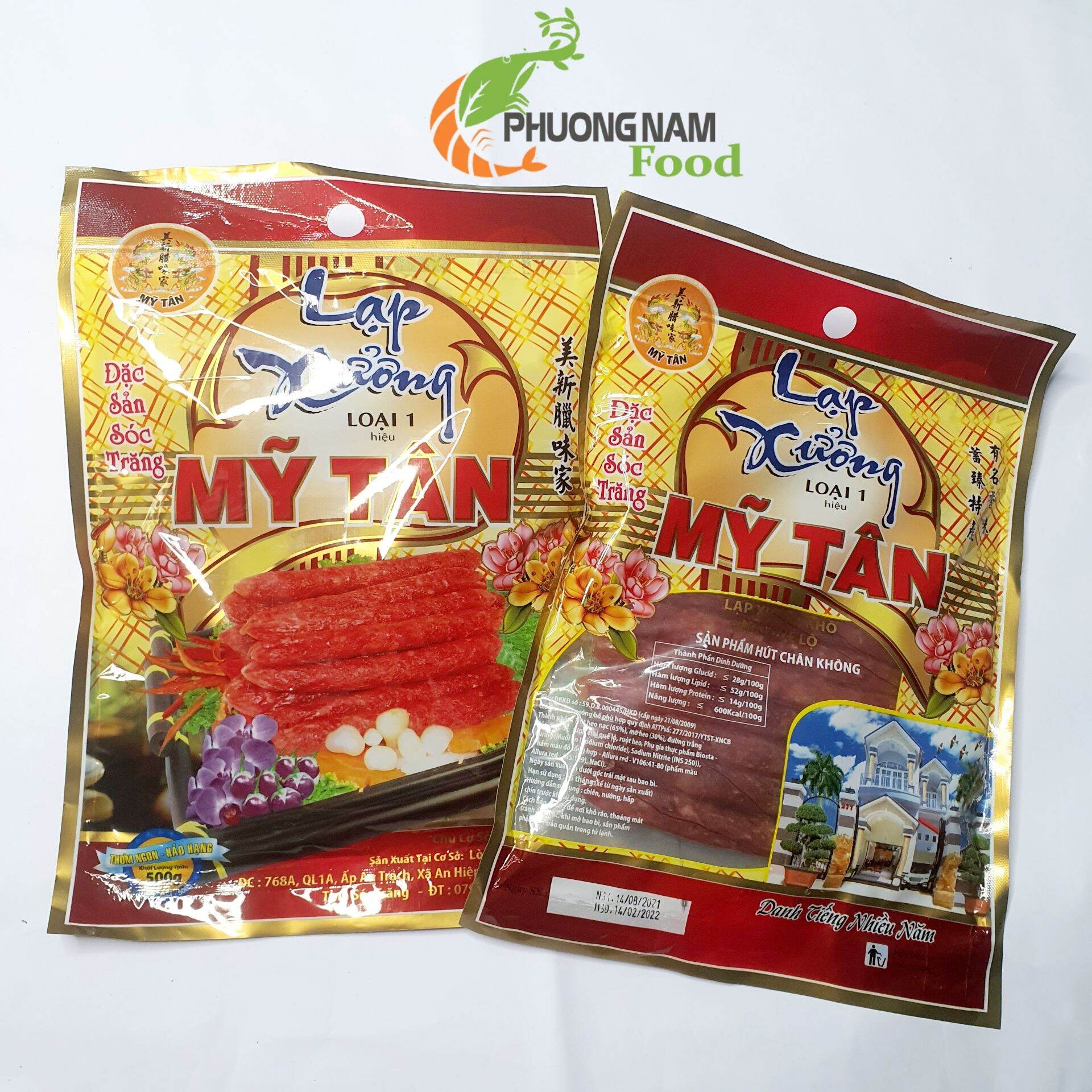 [Bịt 500g] - Lạp xưởng Mai Quế Lộ (Truyền thống - Cây dài) đặc sản Sóc Trăng, hiệu Mỹ Tân, ATVSTP