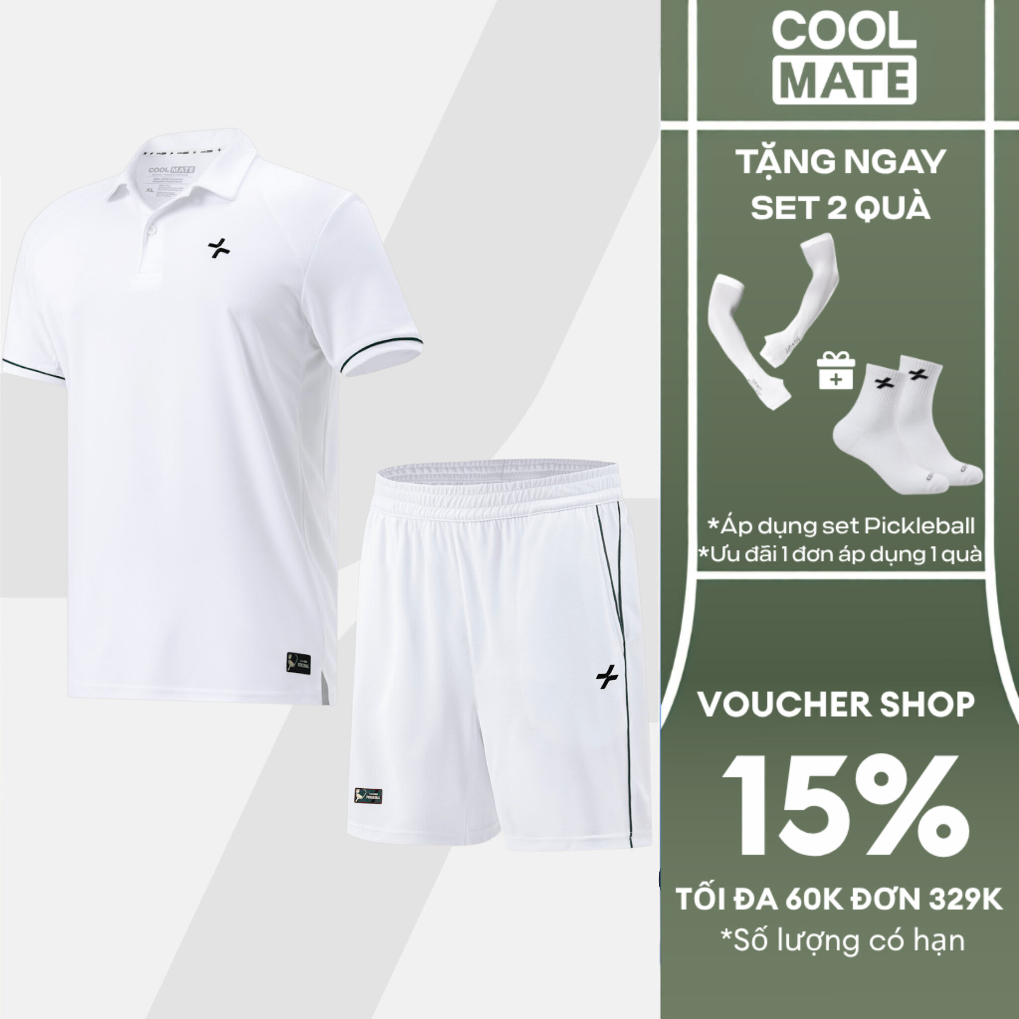 [TẶNG SET 2 QUÀ]Set đồ bộ thể thao nam Pickleball Áo Polo Exdry và Quần Dink Shot Essentials Nhanh khô,Thoáng Khí,Thấm hút Coolmate