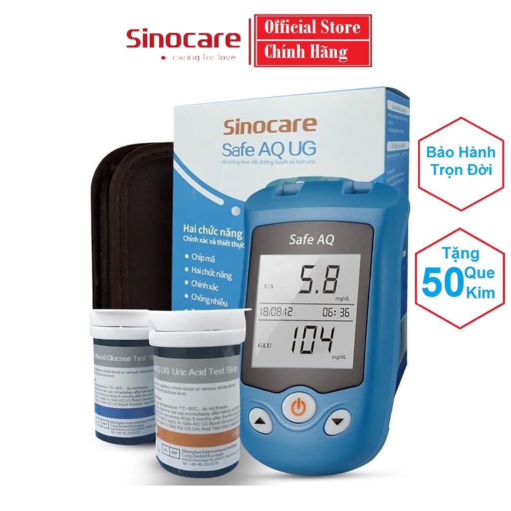 Máy đo axit uric Sinocare chính hãng, tặng 50 que thử và 50 kim lấy máu