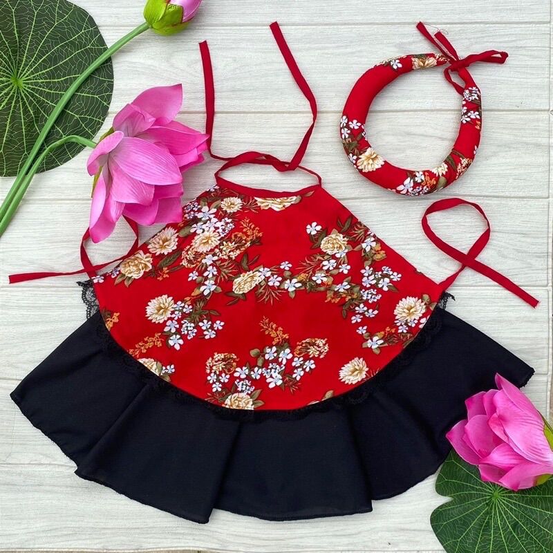 [Hcm]Peach Bibs with Headband for Baby Girls