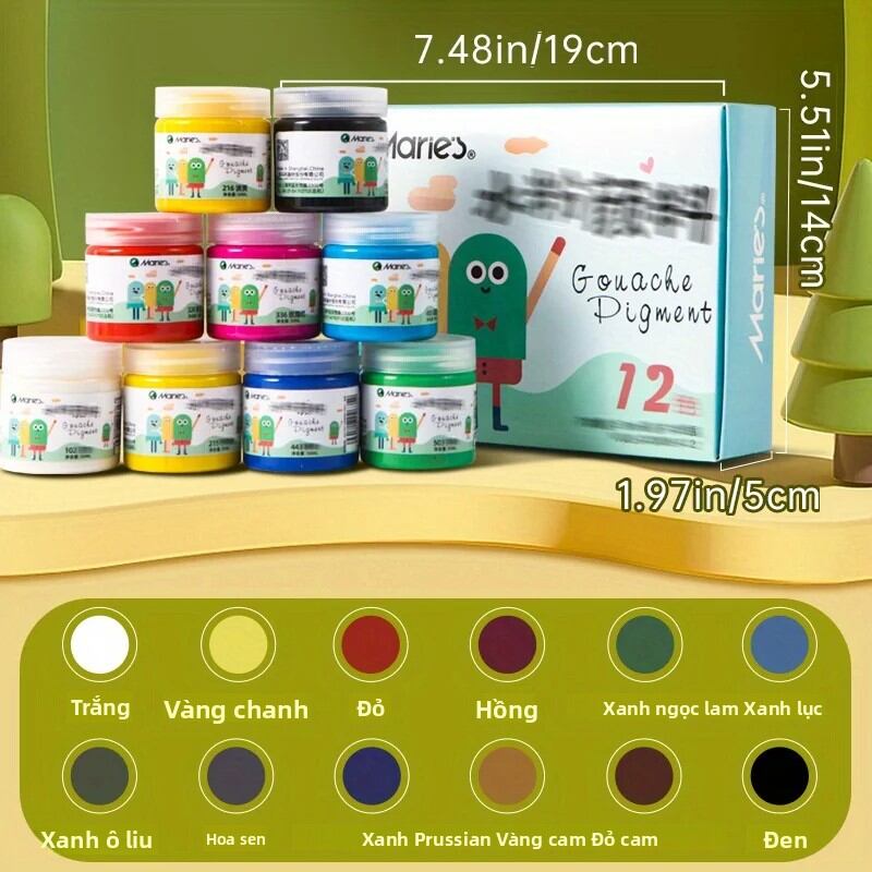 Bộ Màu Gouache 12 Màu Của Marie Mỗi Chai 50ml/1.69oz Chất Màu Gốc Nước Đậm Đặc Lý Tưởng Cho Tranh Vẽ Trên Vải Và Gỗ Phù Hợp Cho Người Lớn.