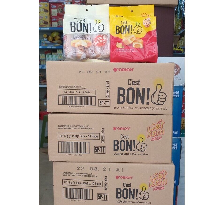 Thùng bánh C'est bon ăn sáng gồm 10 gói,mỗi gói 5 bánh