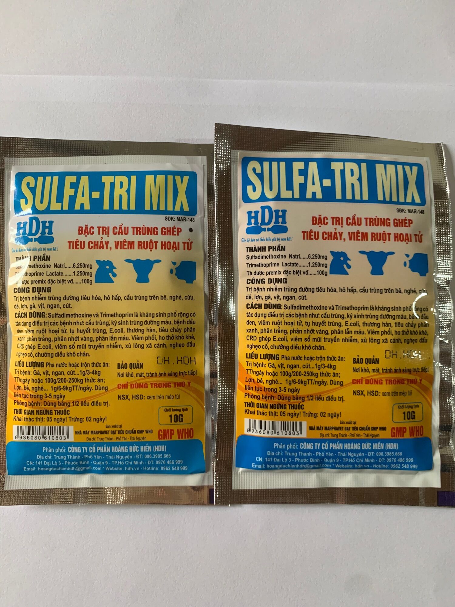 Sulfa-trimix 10g Cầu trùng cho gà chọi, chim cảnh, gà vịt thịt