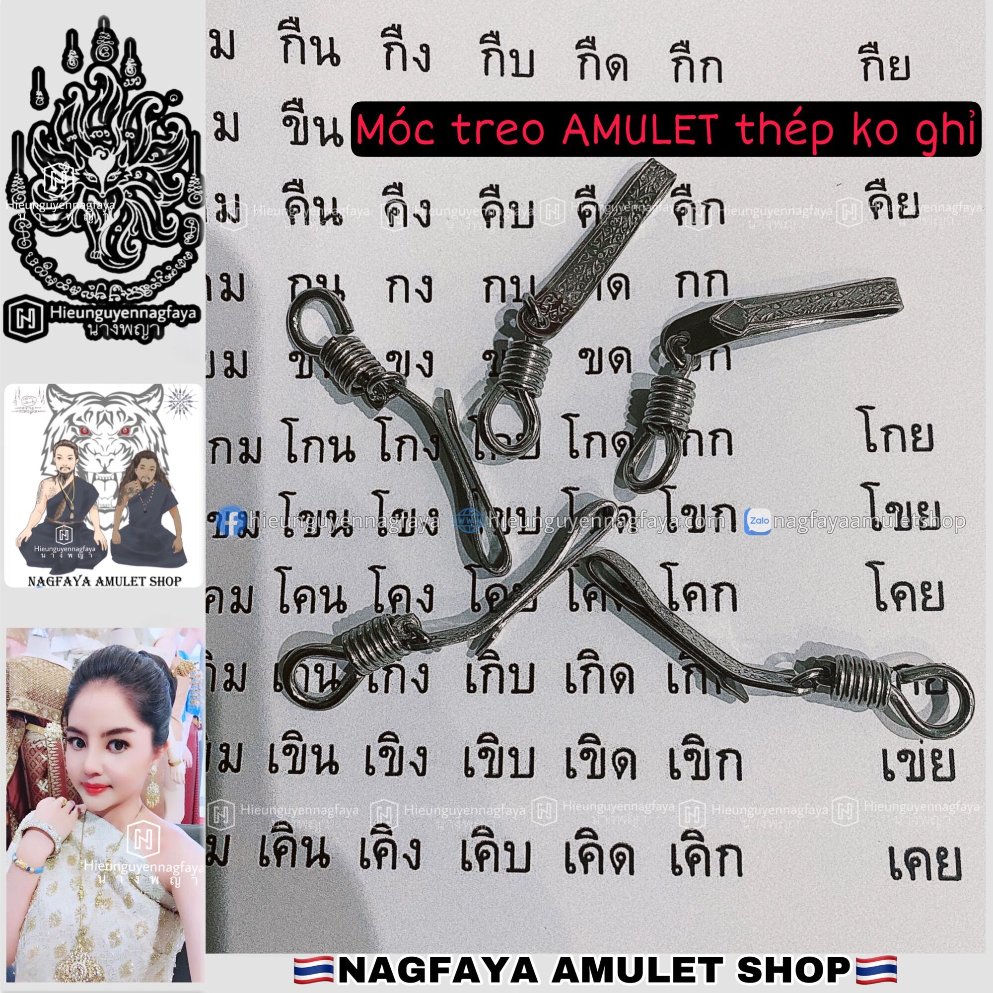 Móc Treo Mặt Phật Amulet thép không ghỉ của Thái Lan