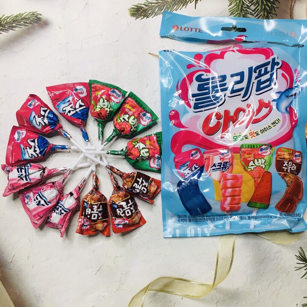 Kẹo mút Lotte vị trái cây cho bé vị dâu, dưa hấu, cola, soda