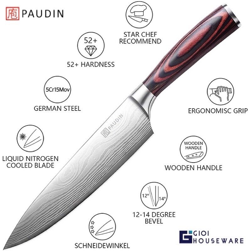 [Chính Hãng] PAUDIN Dao Đầu Bếp Thép Đức, Lưỡi Thép Laser - Uniersal [N]
