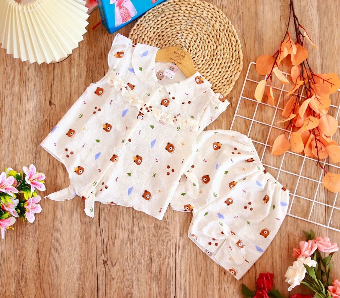 [HCM]COMBO 2 BỘ BÉ GÁI GÚT NƠ XINH MÙA HÈ HỌA TIẾT DỄ THƯƠNG CHO BÉ GÁI TỪ 5-15KG