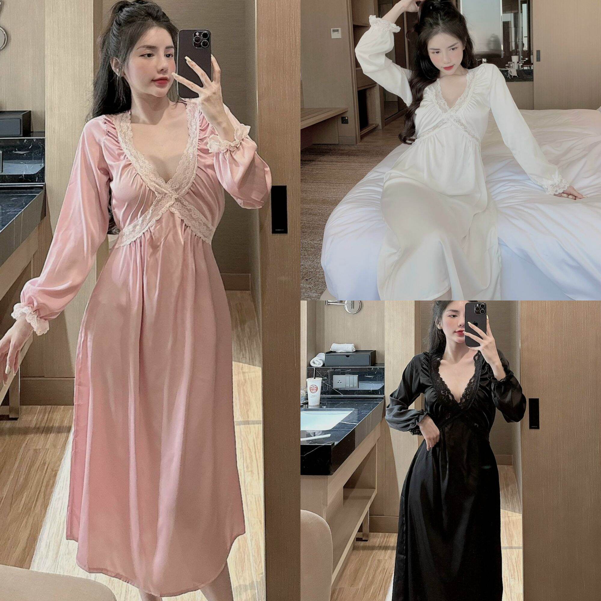 Đầm xuông nữ mẫu tiểu thư Babydoll chất Lụa Latin Đầm ngủ nữ cao cấp