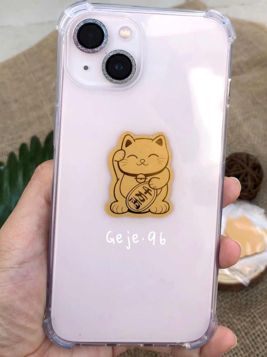 Miếng dán mèo thần tài mạ vàng