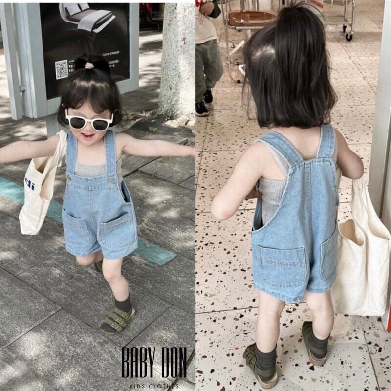 Quần yếm jeans 2 dây cho bé trai,bé gái từ 9-25kg