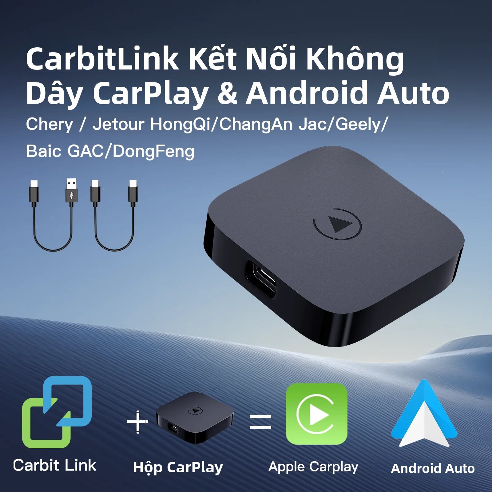 Bộ Chuyển Đổi Không Dây CarPlay Android Auto Carbitlink Smartlink Dễ Dàng Kết Nối Cho Xe BAIC BJ40, BJ40 Plus, BJ60, X35, X55, X55 II, BAIC 3, 5 Giá 4,063,000 Đồng*Miễn phí vận chuyển