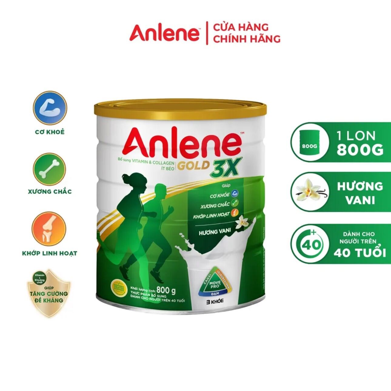 Sữa Anlene Gold 3X 800gr trên 40t date t8 2024