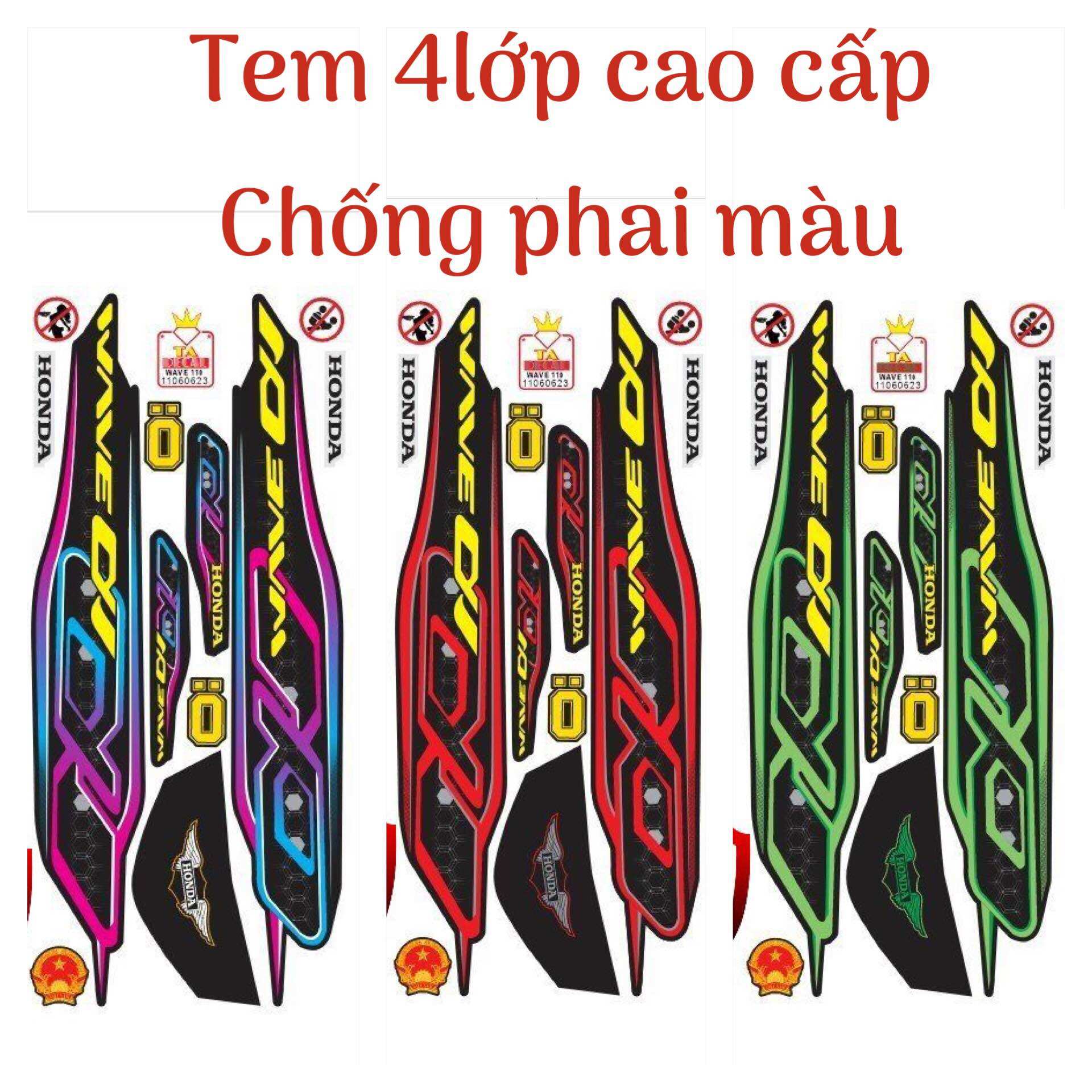 Tem xe wave 110 mẫu alpha tem 4 lớp chống nước