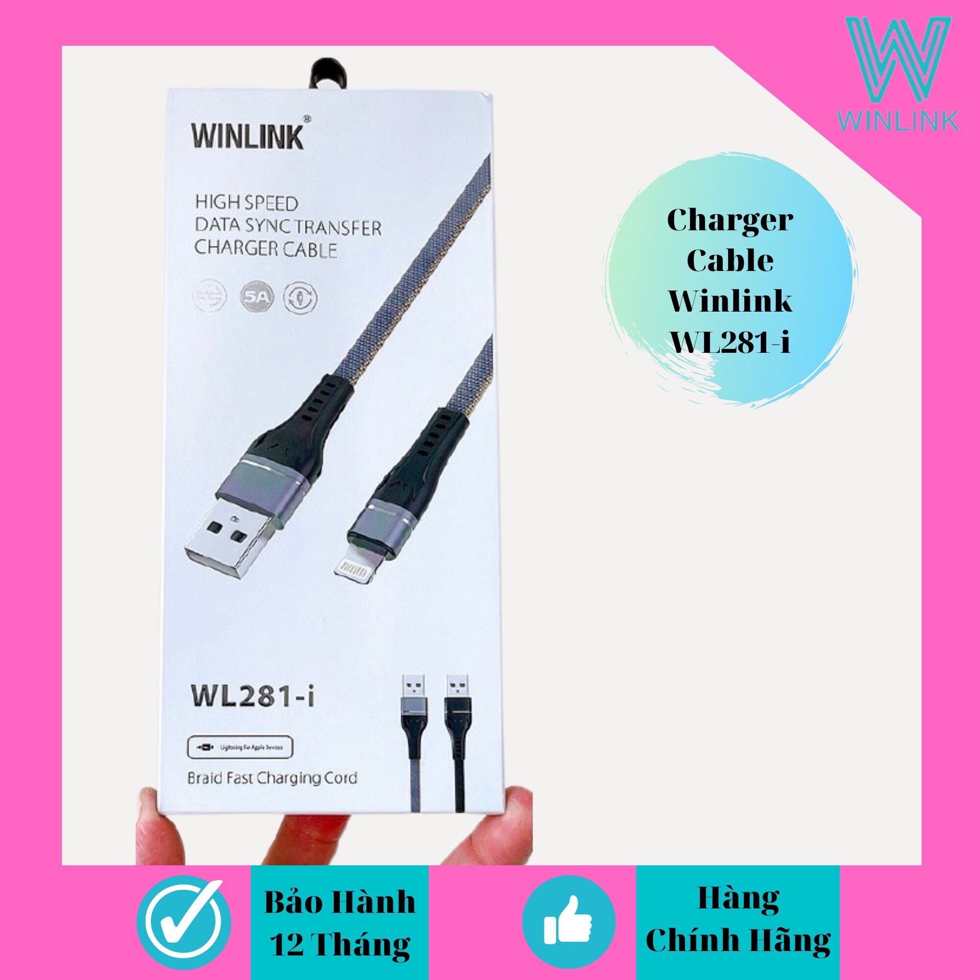 Dây cáp sạc nhanh Winlink 281 Đuôi Sạc Iphone